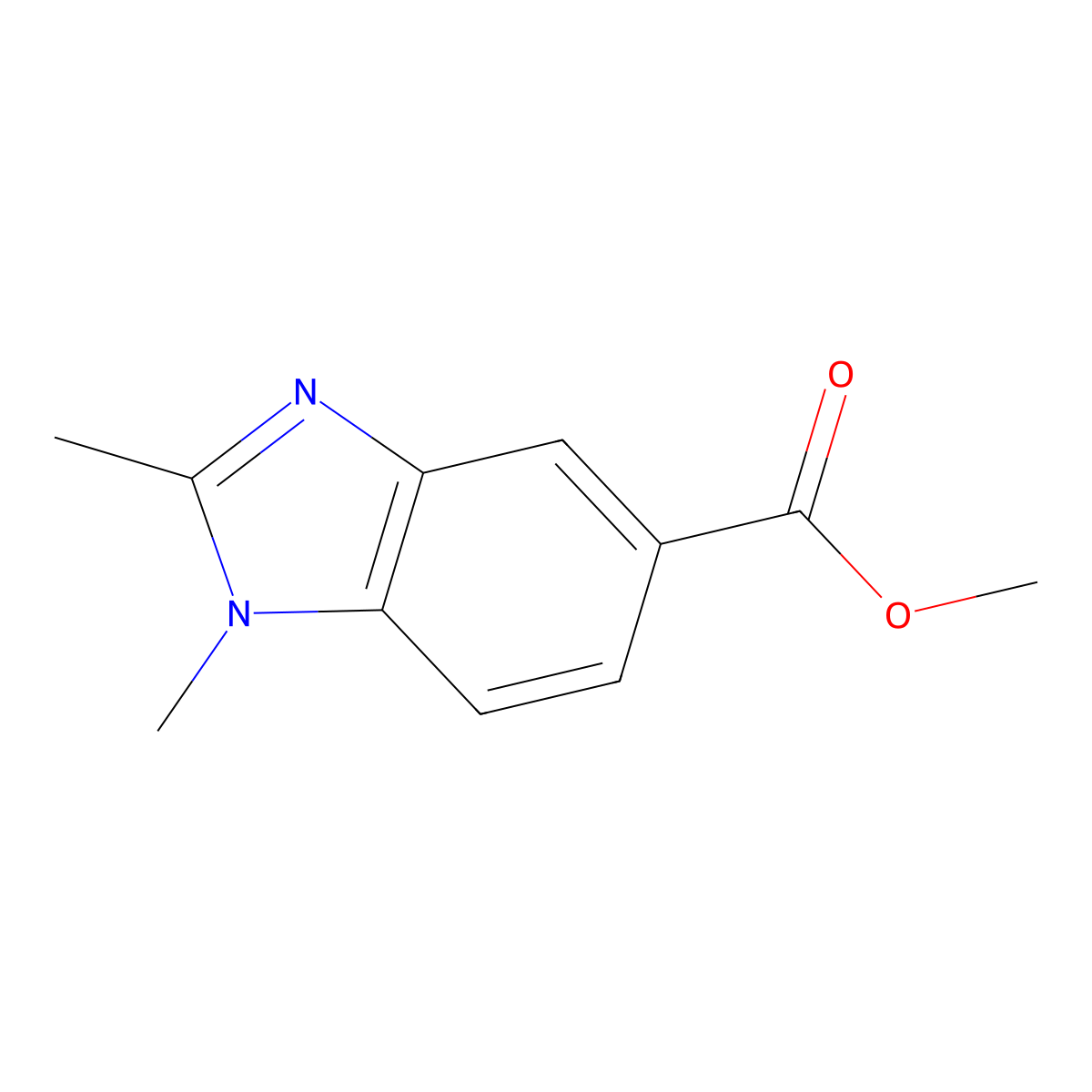 Methyl 1,2-dimethyl-1H-benzo[d]imidazole-5-carboxylate molecular structure, CAS 256936-11-5