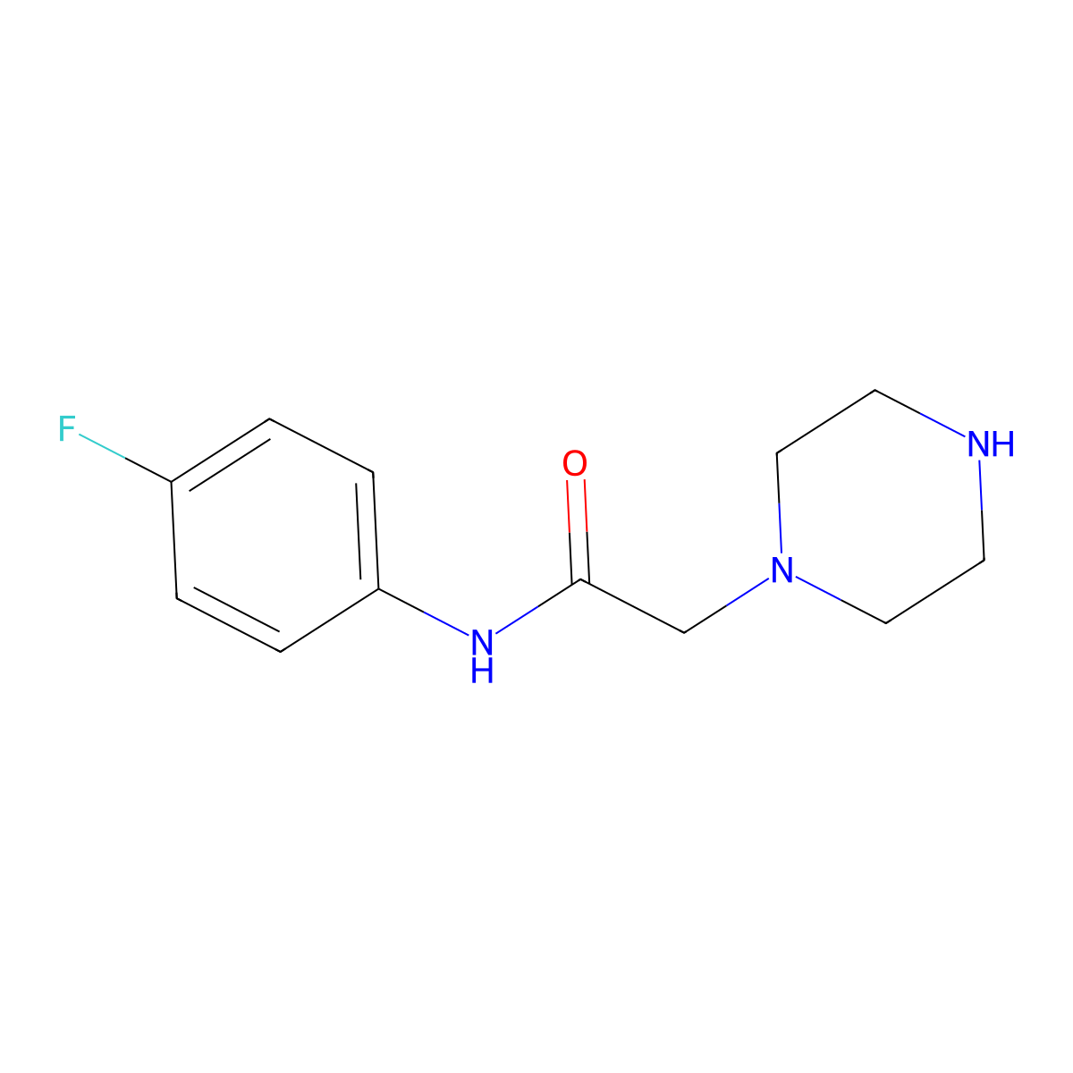 N-(4-fluorophenyl)-2-(piperazin-1-yl)acetamide molecular structure, CAS 256943-82-5