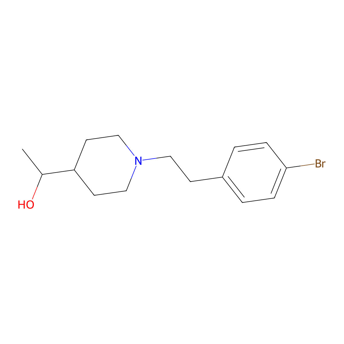 1-(1-(4-Bromophenethyl)piperidin-4-yl)ethan-1-ol molecular structure, CAS 2569482-52-4