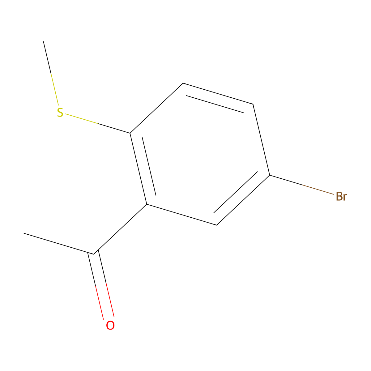 1-(5-Bromo-2-(methylsulfanyl)phenyl)ethan-1-one molecular structure, CAS 256950-31-9