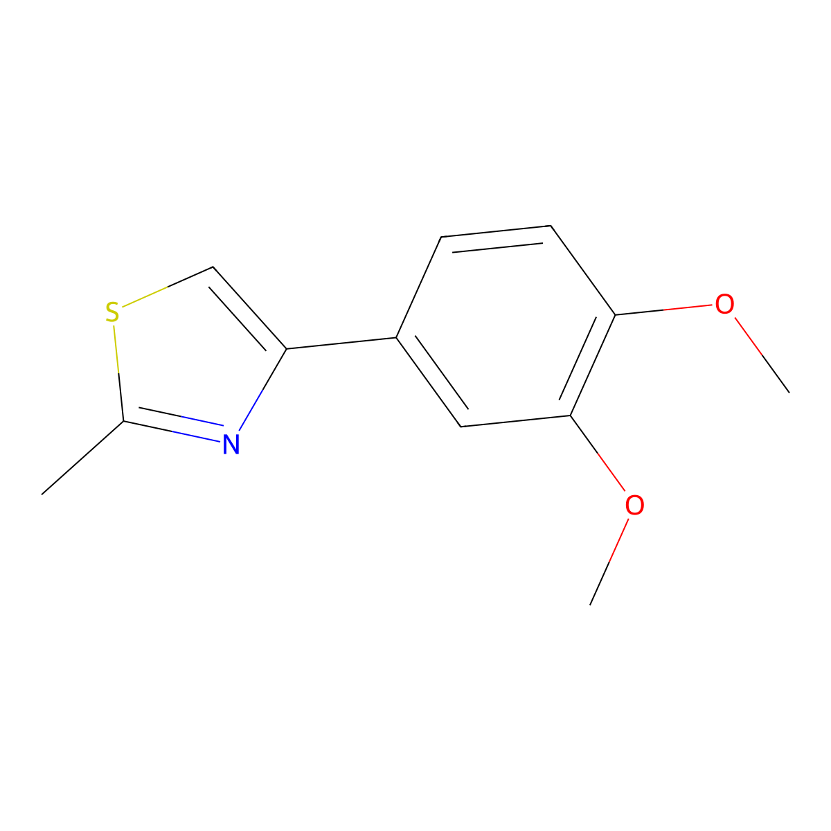 4-(3,4-Dimethoxyphenyl)-2-methyl-1,3-thiazole molecular structure, CAS 256950-42-2