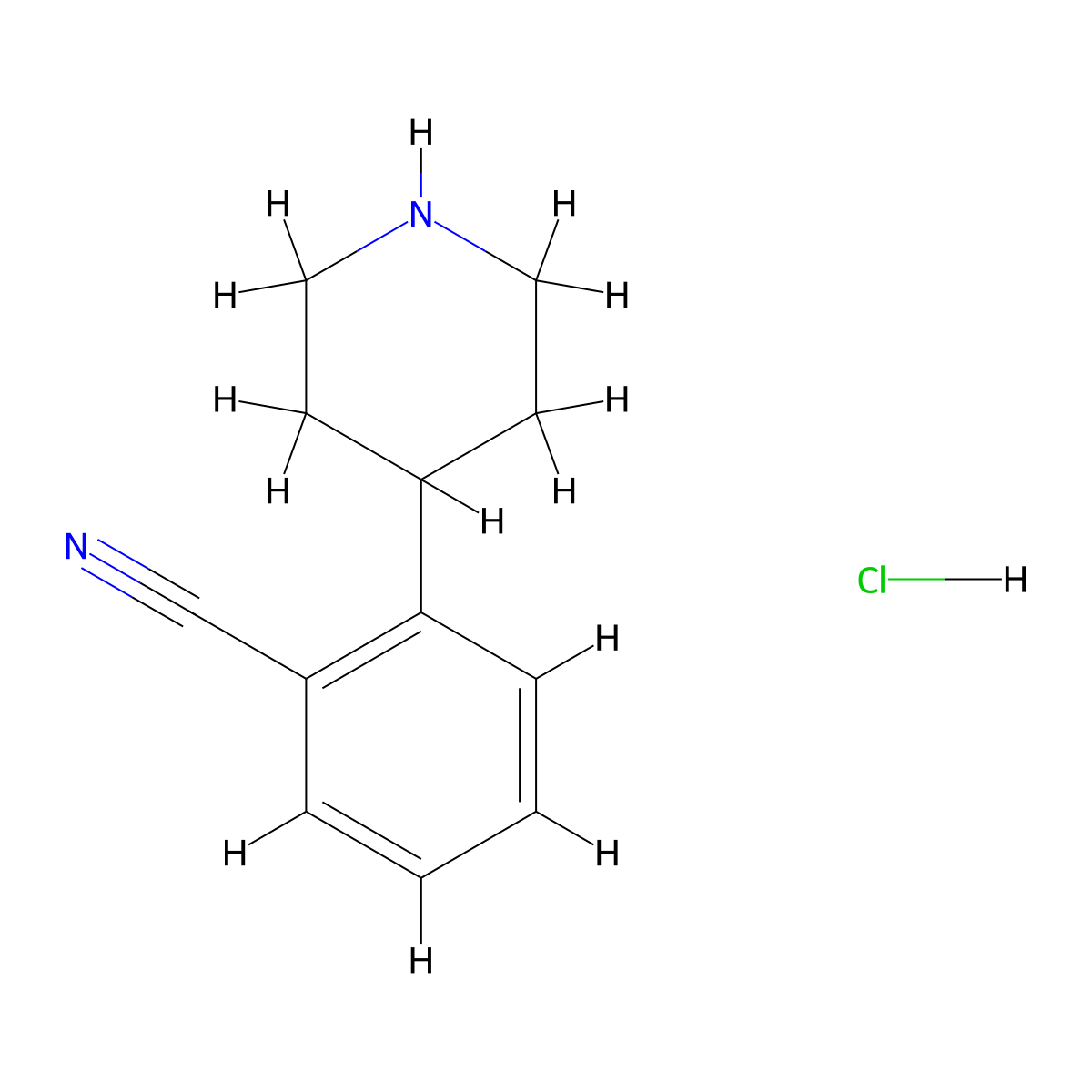 2-(Piperidin-4-yl)benzonitrile hydrochloride molecular structure, CAS 256951-73-2