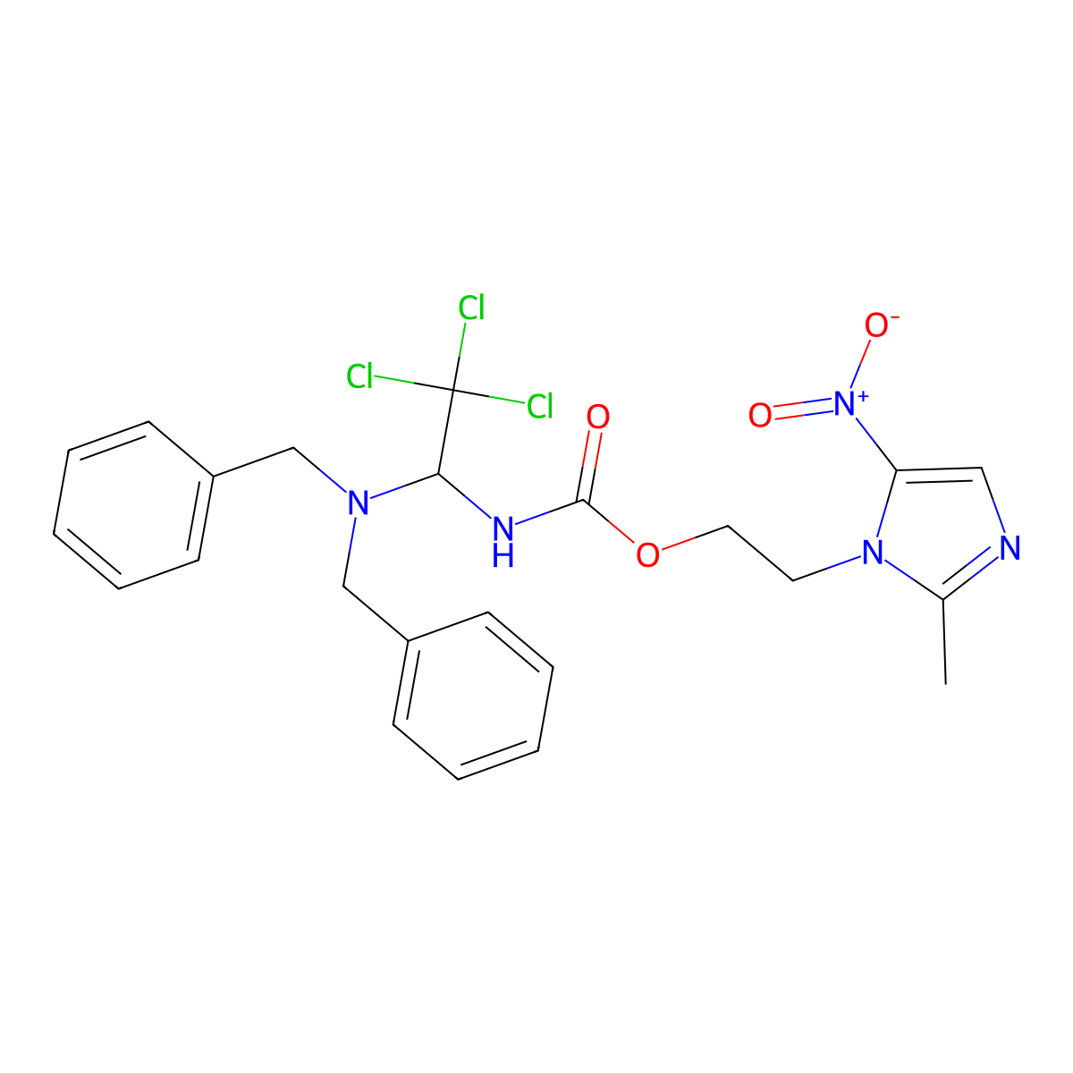 2-(2-methyl-5-nitroimidazol-1-yl)ethyl N-[2,2,2-trichloro-1-(dibenzylamino)ethyl]carbamate molecular structure, CAS 256954-31-1