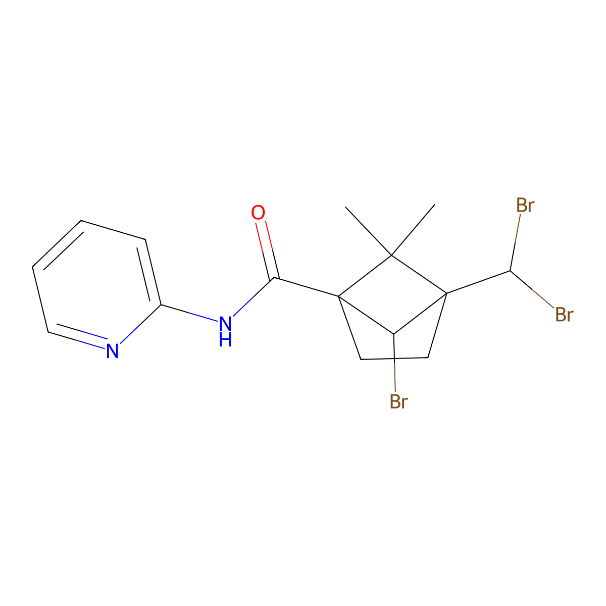 6-bromo-4-(dibromomethyl)-5,5-dimethyl-N-(pyridin-2-yl)bicyclo[2.1.1]hexane-1-carboxamide molecular structure, CAS 256954-40-2