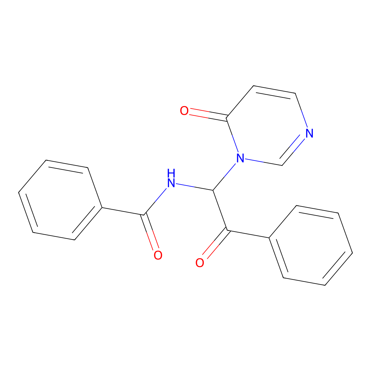 N1-[2-oxo-1-(6-oxo-1,6-dihydro-1-pyrimidinyl)-2-phenylethyl]benzamide molecular structure, CAS 256954-72-0