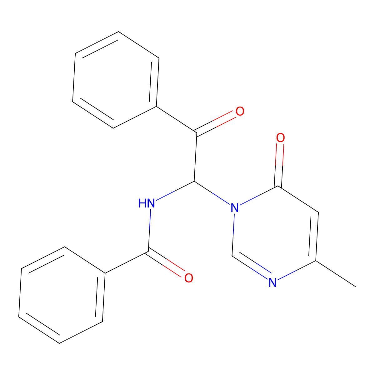 N-[1-(4-methyl-6-oxo-1-pyrimidinyl)-2-oxo-2-phenylethyl]benzamide molecular structure, CAS 256954-75-3