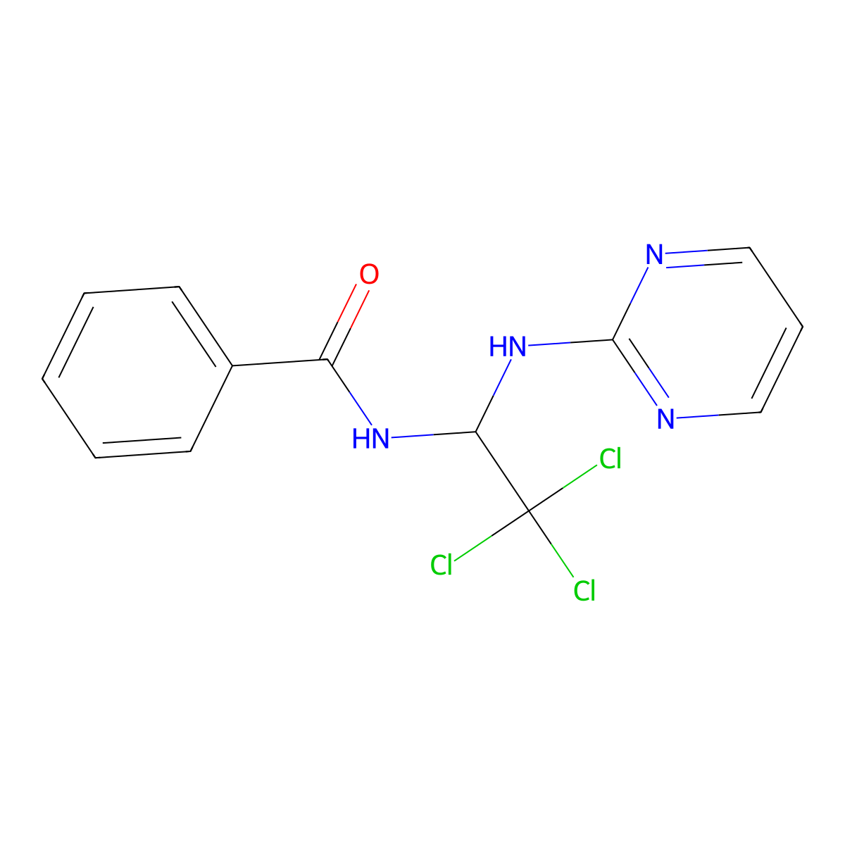 N-(2,2,2-trichloro-1-(pyrimidin-2-ylamino)ethyl)benzamide molecular structure, CAS 256954-76-4