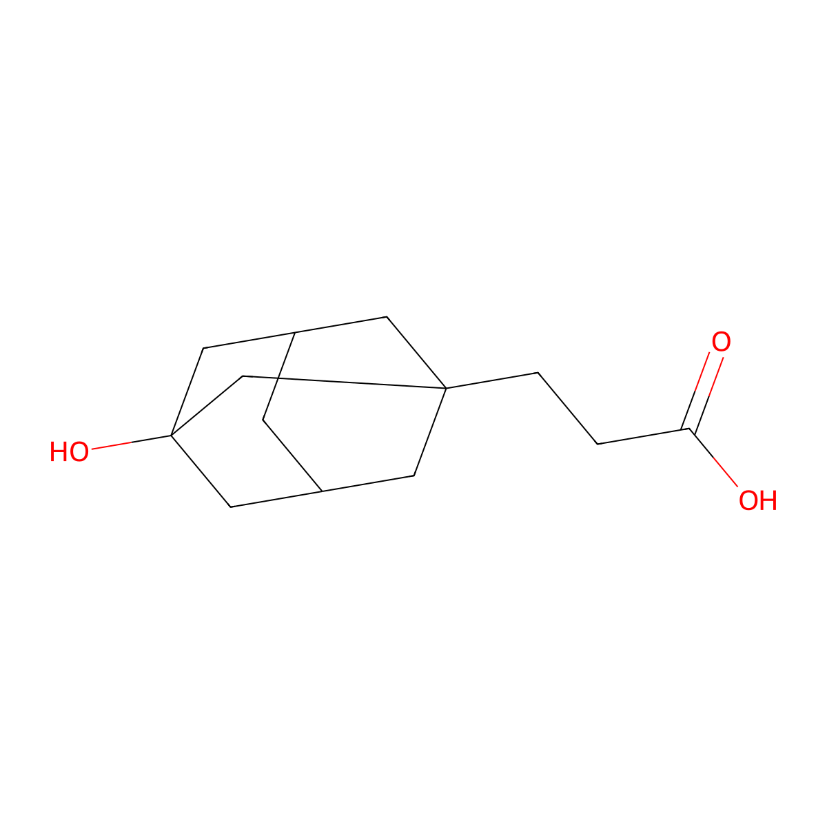3-(3-Hydroxyadamantan-1-yl)propanoic acid molecular structure, CAS 256954-77-5