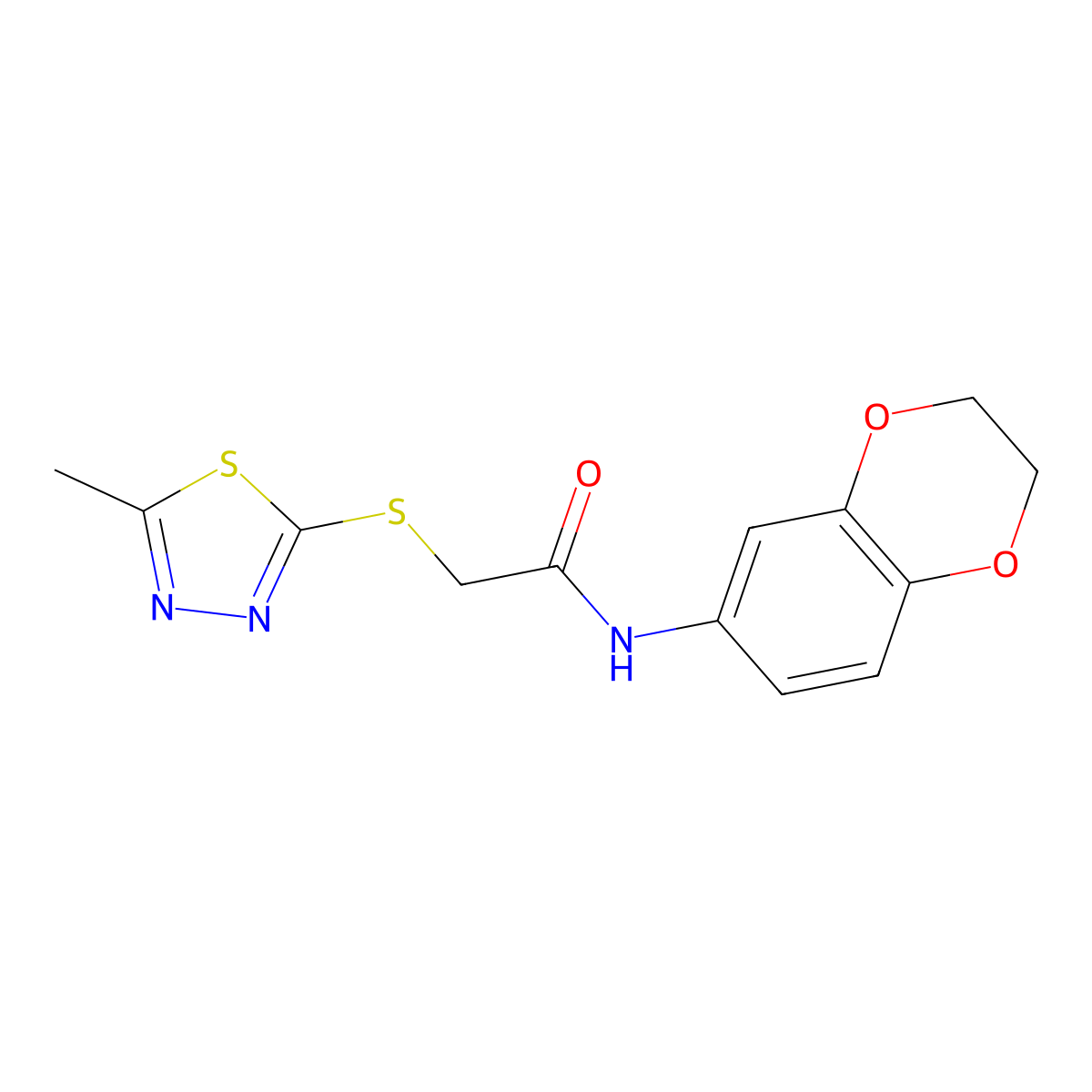 N-(2,3-dihydro-1,4-benzodioxin-6-yl)-2-[(5-methyl-1,3,4-thiadiazol-2-yl)sulfanyl]acetamide molecular structure, CAS 256955-18-7
