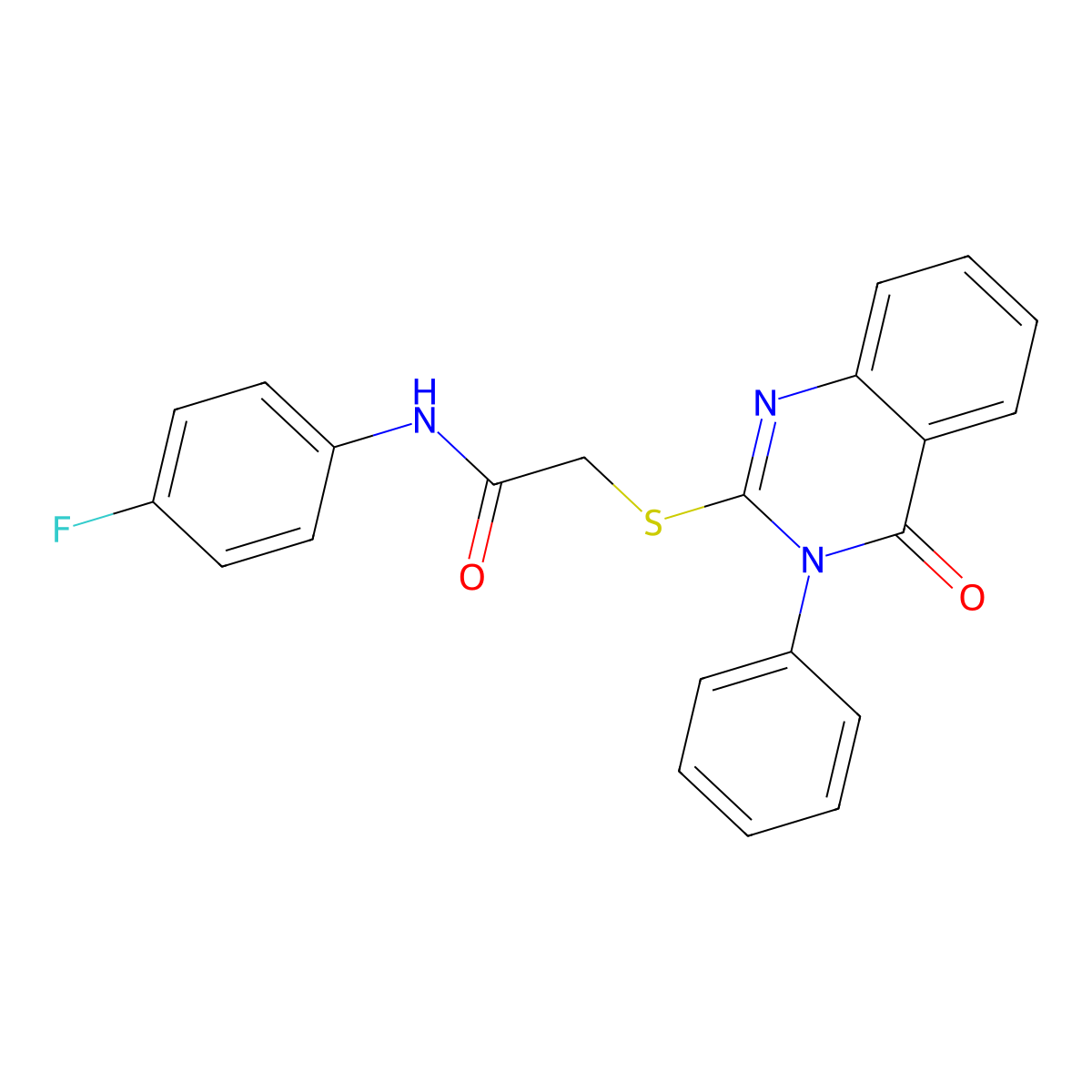 N-(4-fluorophenyl)-2-[(4-oxo-3-phenyl-3,4-dihydroquinazolin-2-yl)sulfanyl]acetamide molecular structure, CAS 256955-31-4