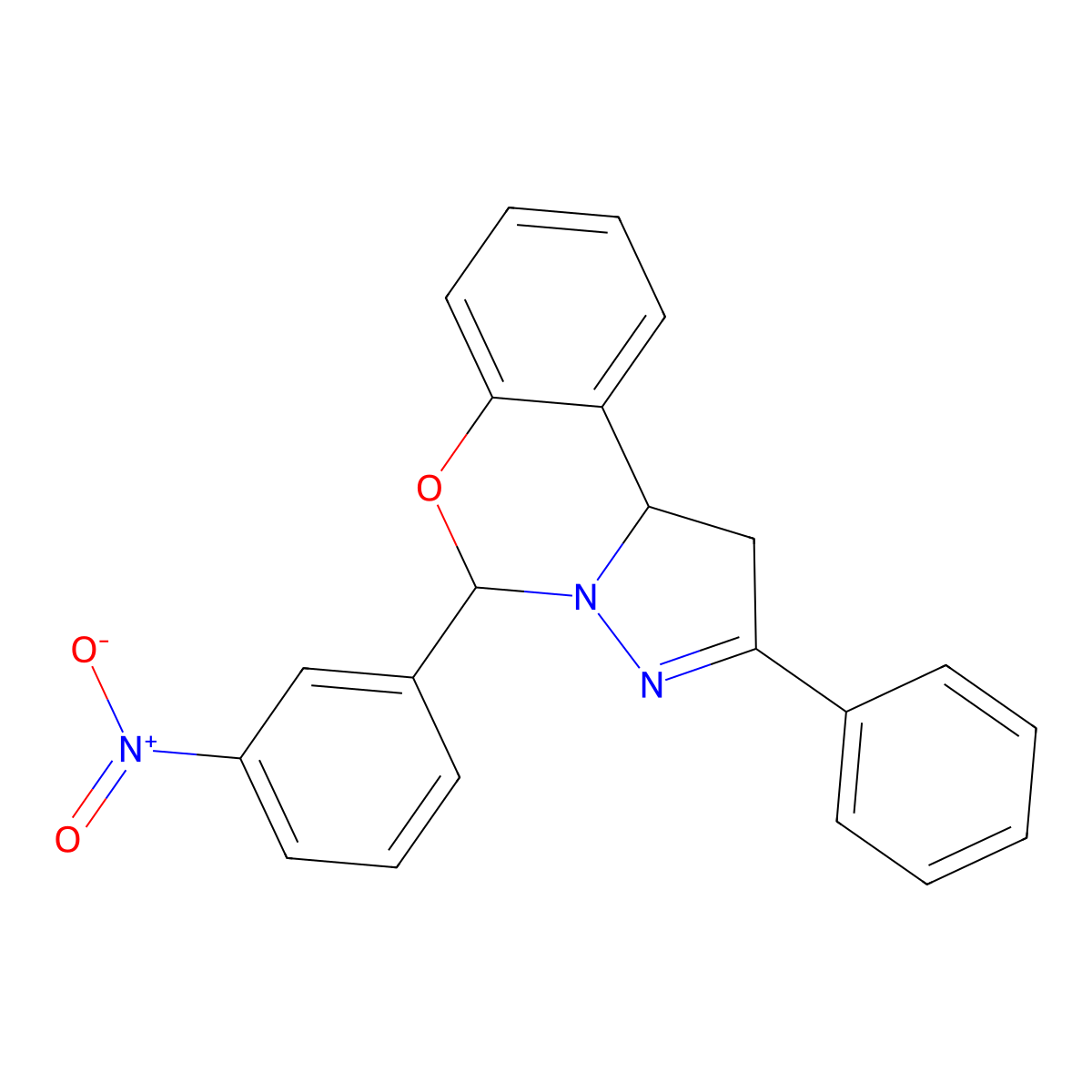 5-(3-Nitrophenyl)-2-phenyl-1,10b-dihydropyrazolo[1,5-c][1,3]benzoxazine molecular structure, CAS 256955-45-0