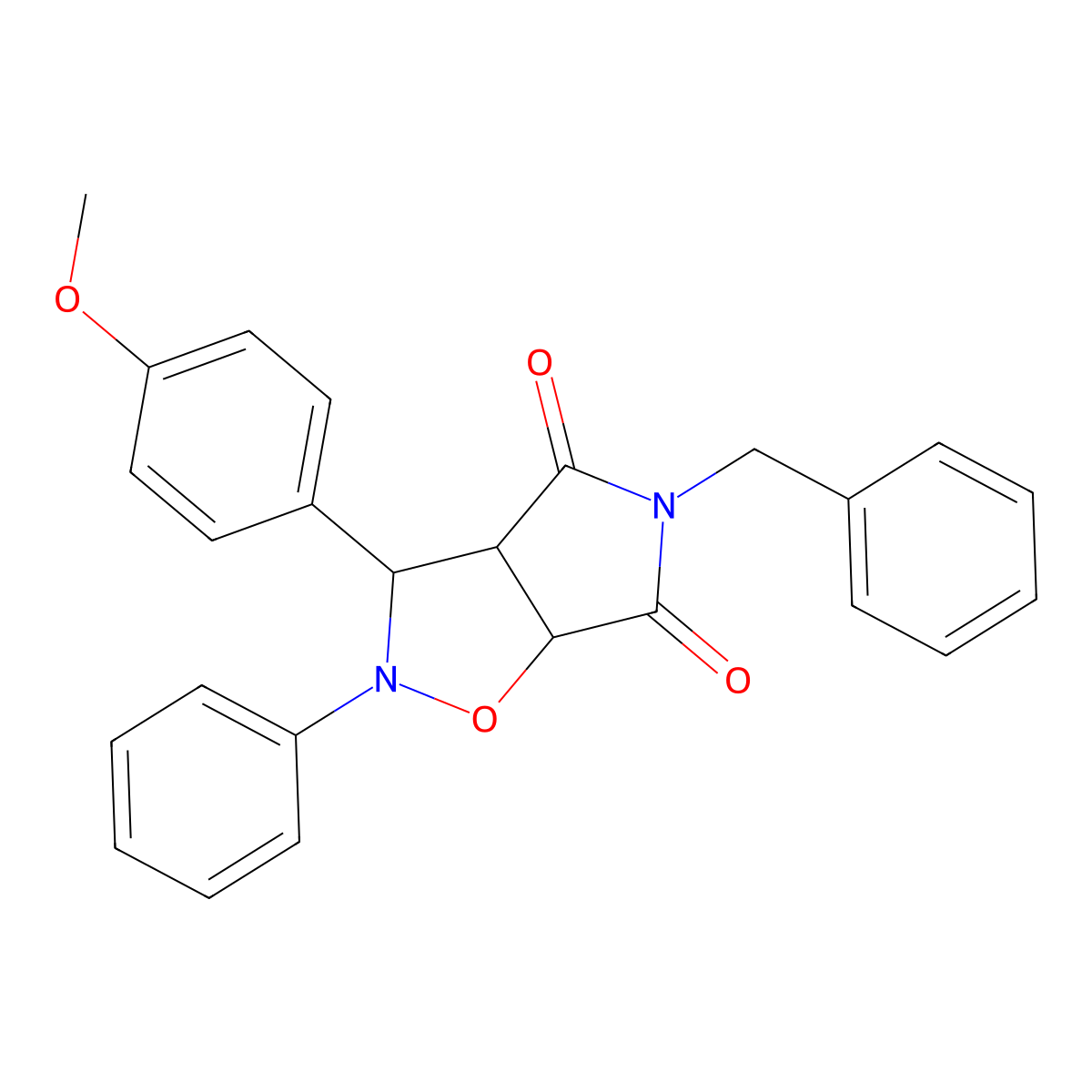 5-benzyl-3-(4-methoxyphenyl)-2-phenyldihydro-2H-pyrrolo[3,4-d]isoxazole-4,6(3H,5H)-dione molecular structure, CAS 256955-57-4
