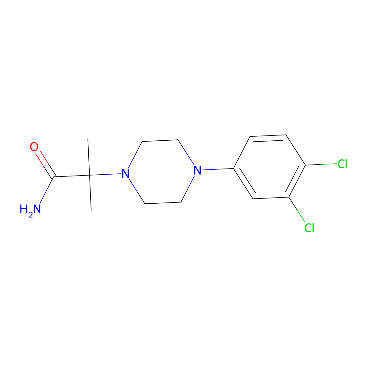 2-[4-(3,4-Dichlorophenyl)piperazino]-2-methylpropanamide molecular structure, CAS 256958-66-4