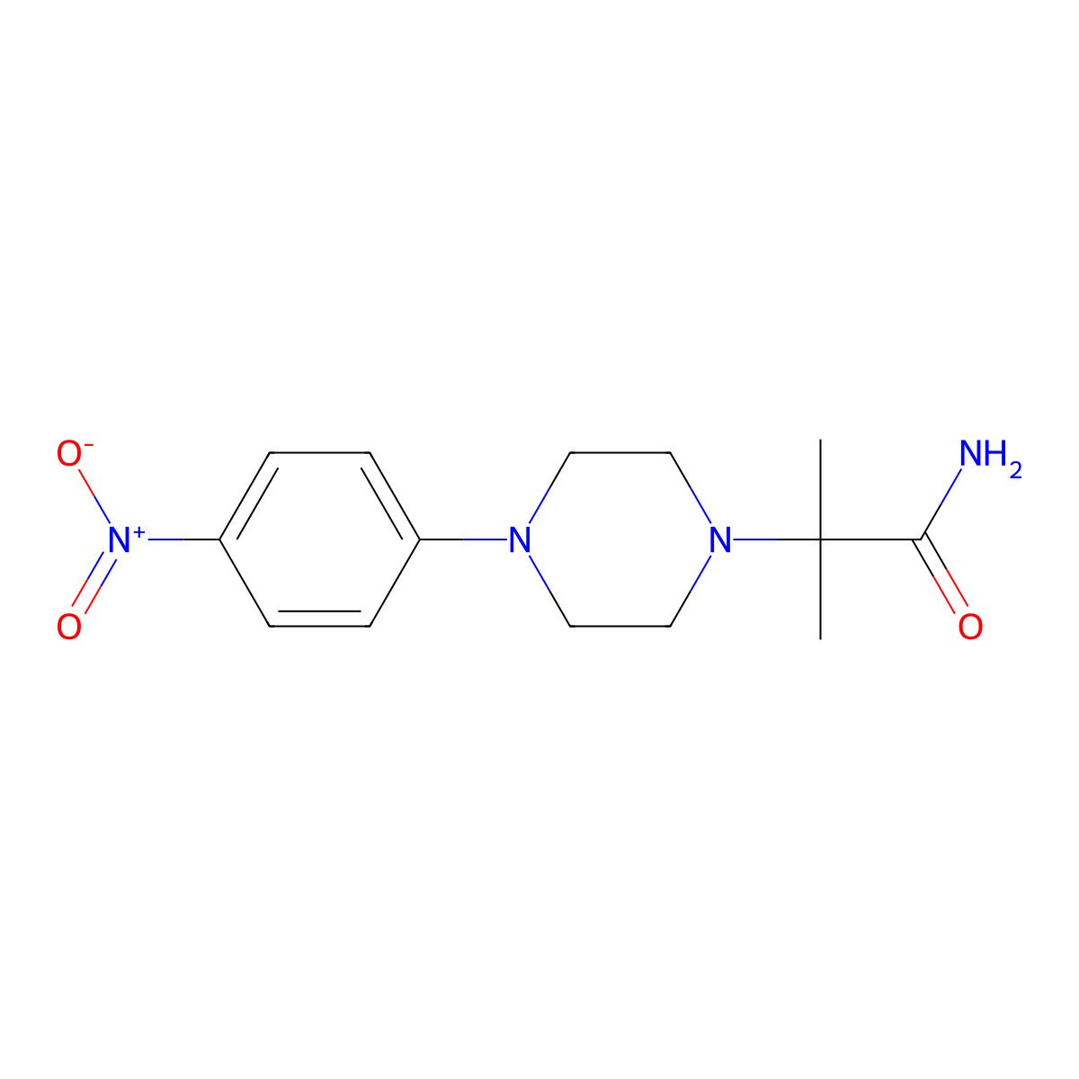 2-Methyl-2-[4-(4-nitrophenyl)piperazin-1-yl]propanamide molecular structure, CAS 256958-68-6