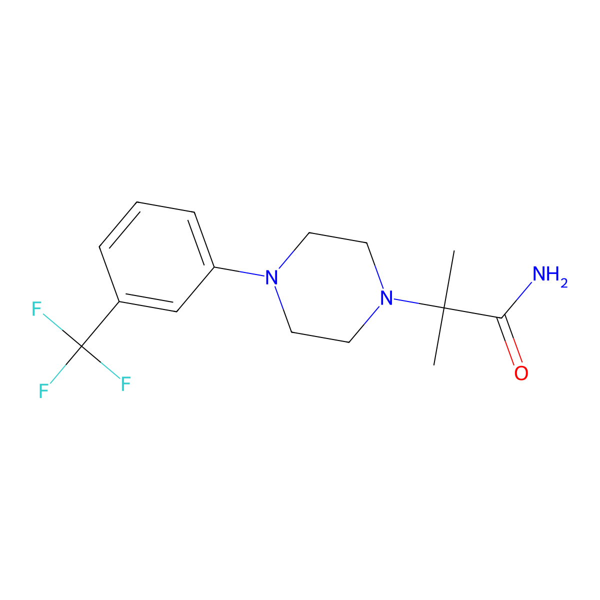 2-Methyl-2-{4-[3-(trifluoromethyl)phenyl]piperazino}propanamide molecular structure, CAS 256958-77-7