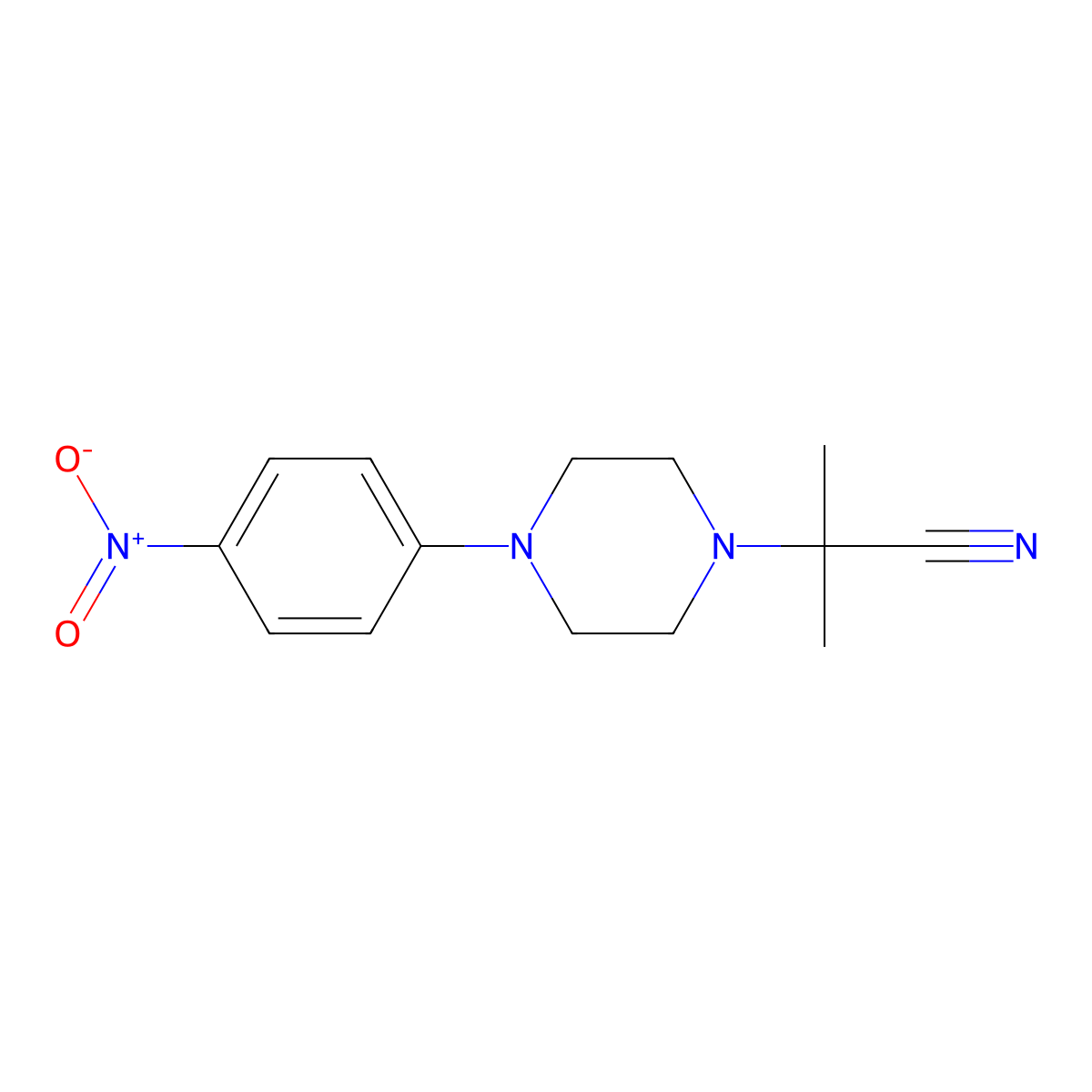 2-Methyl-2-[4-(4-nitrophenyl)piperazin-1-yl]propanenitrile molecular structure, CAS 256958-79-9
