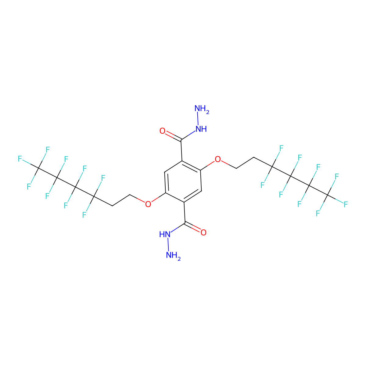 2,5-Bis((3,3,4,4,5,5,6,6,6-nonafluorohexyl)oxy)terephthalohydrazide molecular structure, CAS 2569674-64-0