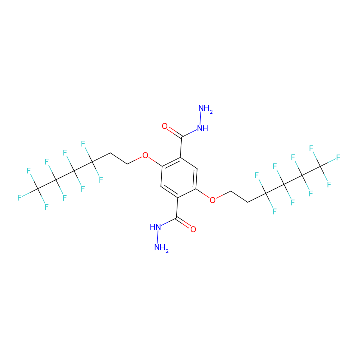2,5-Bis((3,3,4,4,5,5,6,6,6-nonafluorohexyl)oxy)terephthalohydrazide molecular structure, CAS 2569674-64-0