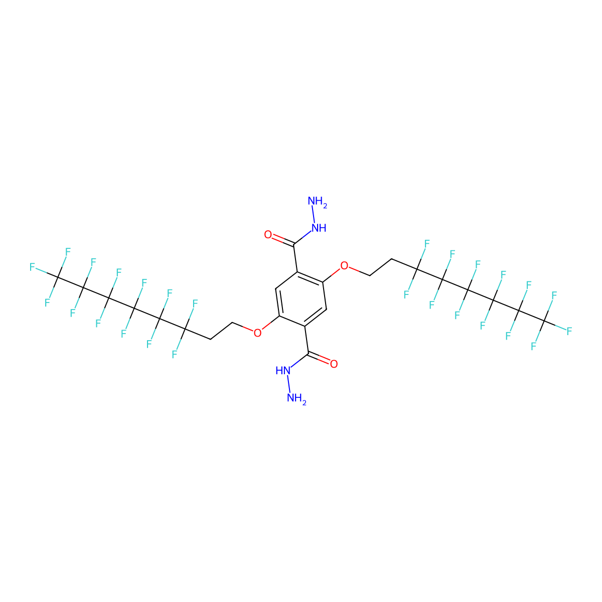 2,5-Bis[(3,3,4,4,5,5,6,6,7,7,8,8,8-tridecafluorooctyl)oxy]-1,4-benzenedicarboxylic acid 1,4-dihydrazide molecular structure, CAS 2569674-66-2