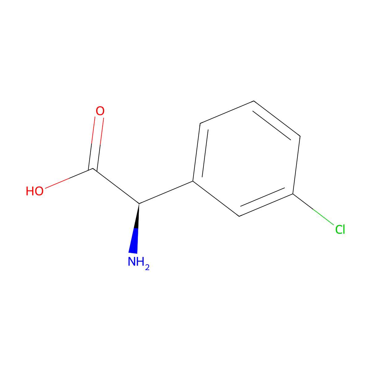 (2R)-2-amino-2-(3-chlorophenyl)acetic acid molecular structure, CAS 25698-37-7
