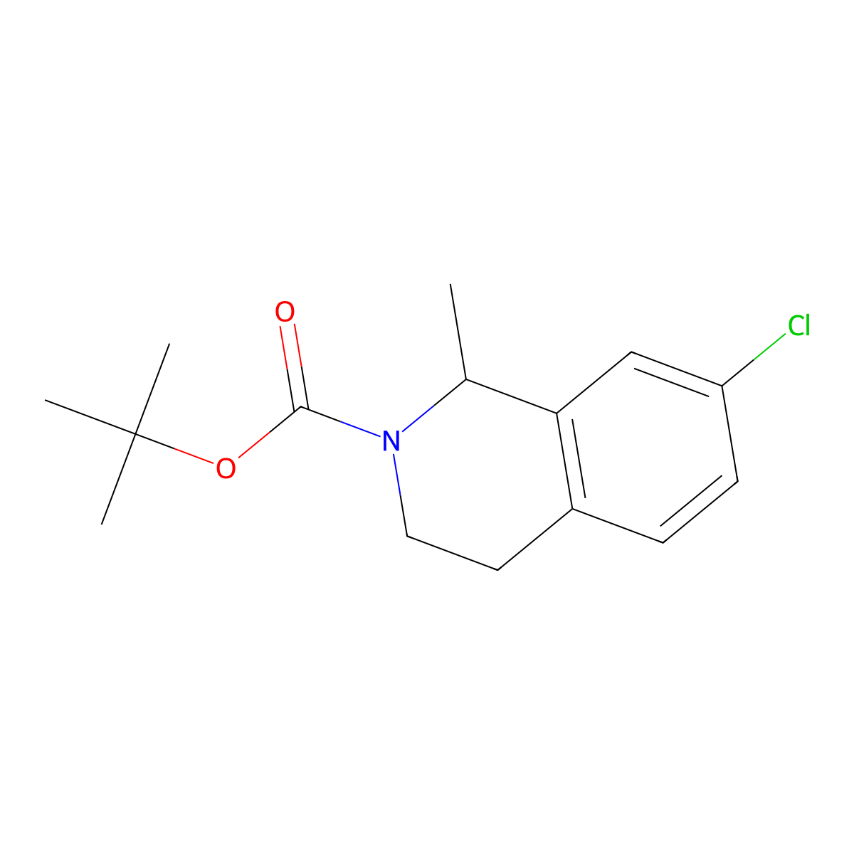 Tert-butyl 7-chloro-1-methyl-1,2,3,4-tetrahydroisoquinoline-2-carboxylate molecular structure, CAS 2569935-76-6