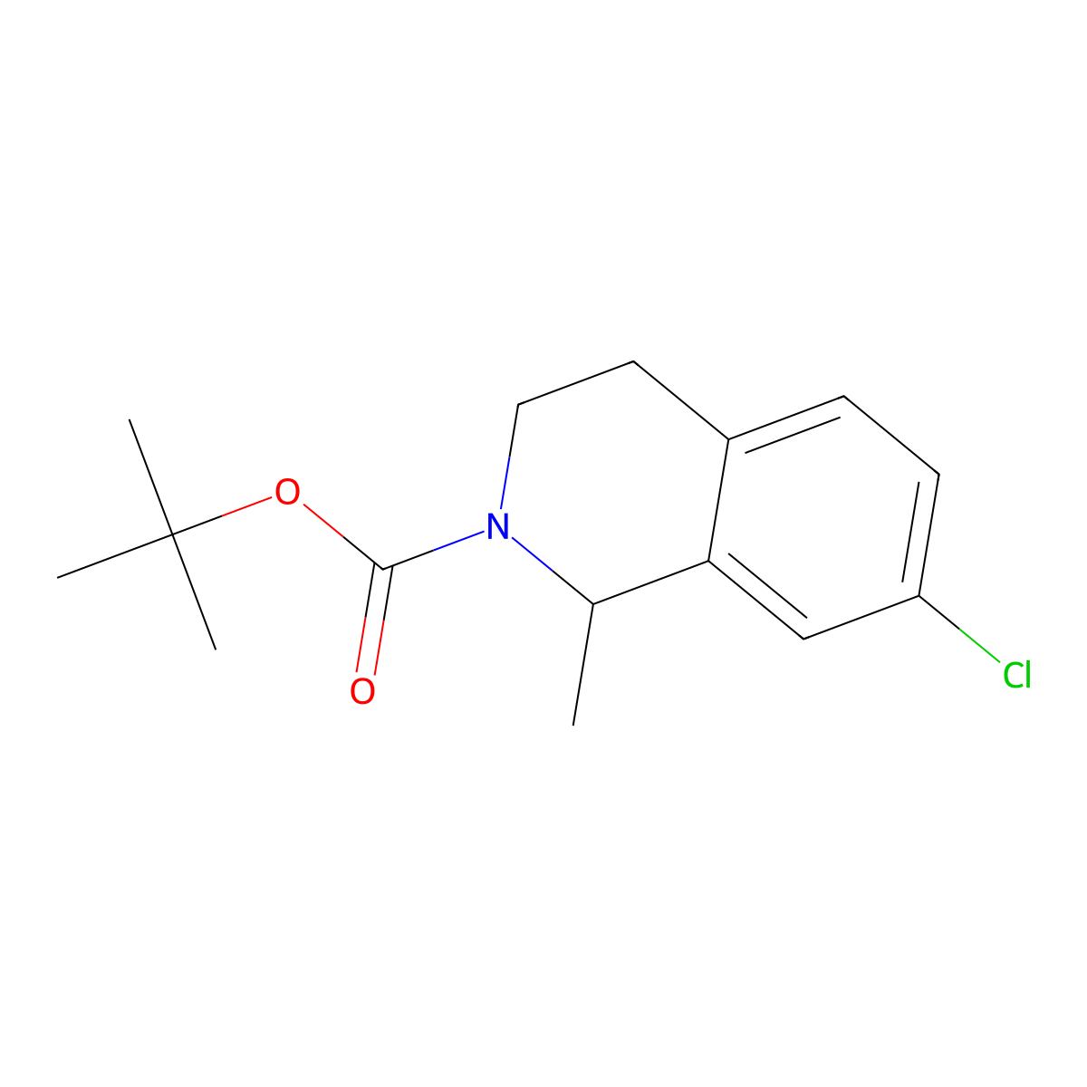 Tert-butyl 7-chloro-1-methyl-1,2,3,4-tetrahydroisoquinoline-2-carboxylate molecular structure, CAS 2569935-76-6
