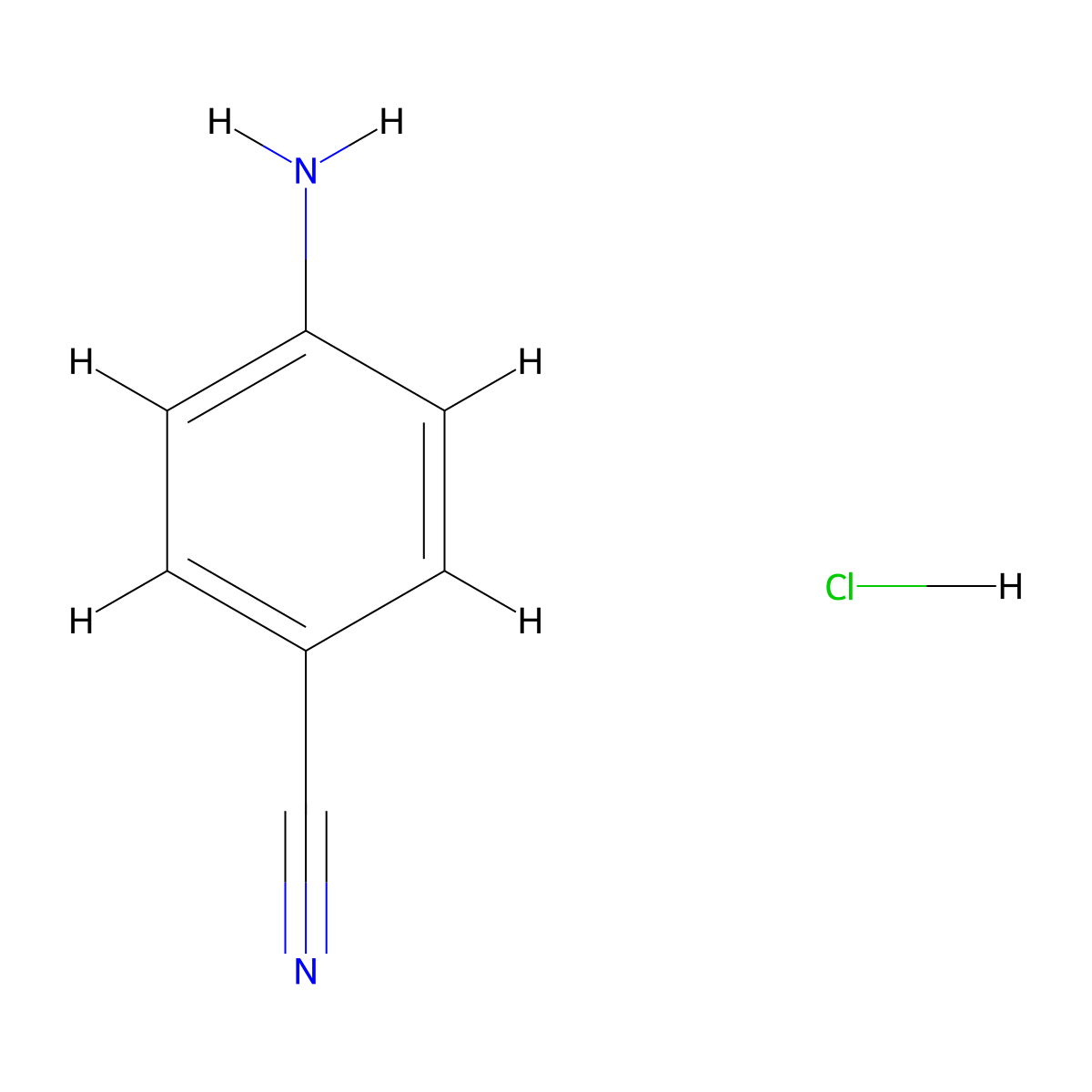 4-Aminobenzonitrile hydrochloride molecular structure, CAS 2570-98-1