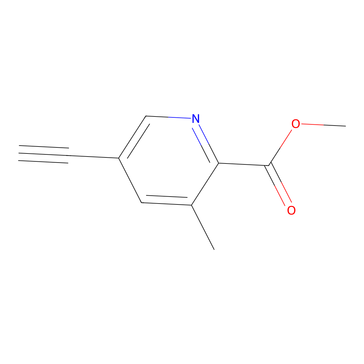 Methyl5-ethynyl-3-methylpyridine-2-carboxylate molecular structure, CAS 2570136-99-9