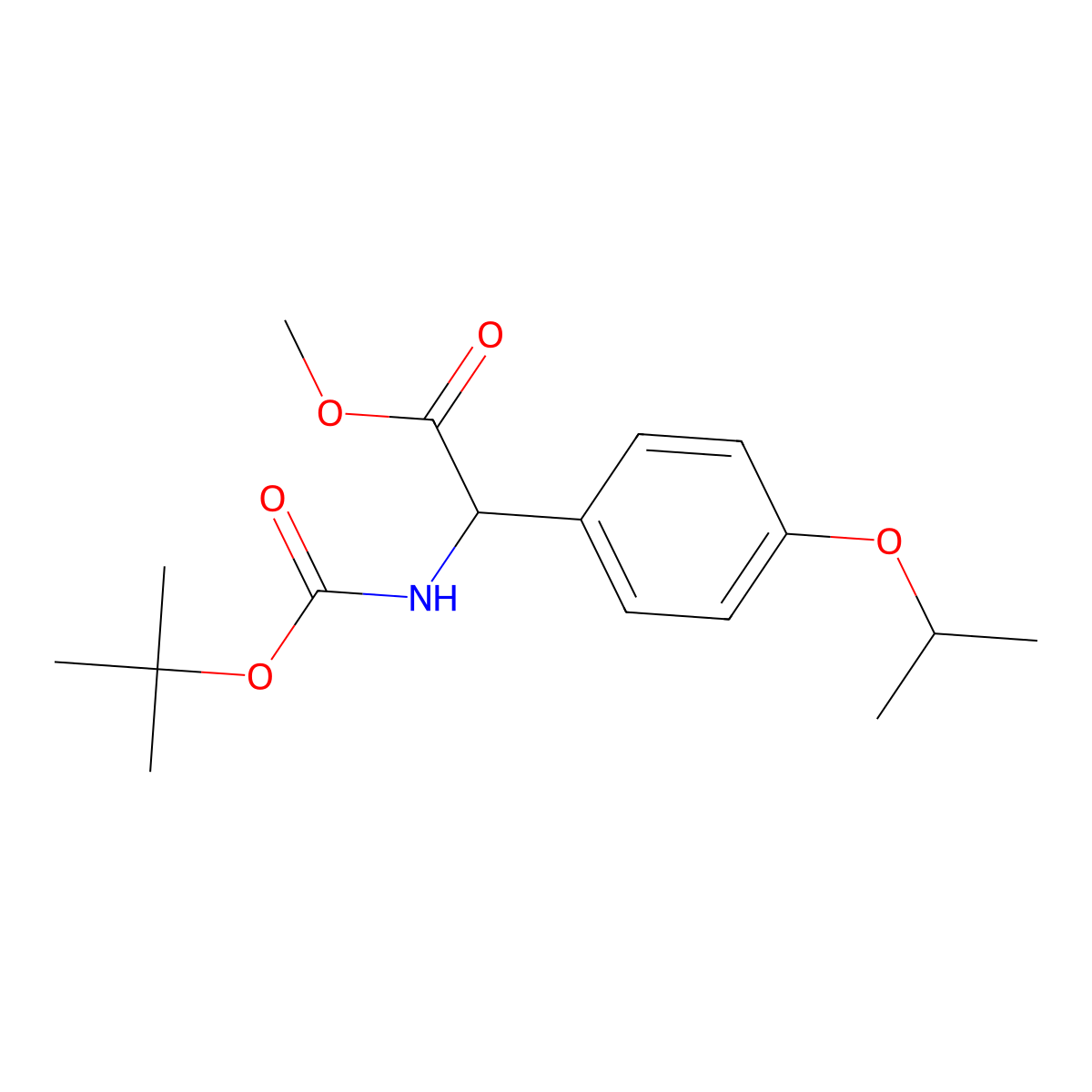 Methyl (2R)-2-{[(tert-butoxy)carbonyl]amino}-2-(4-isopropoxyphenyl)acetate molecular structure, CAS 2570172-36-8