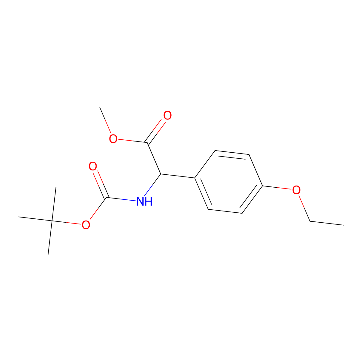 Methyl (2R)-2-{[(tert-butoxy)carbonyl]amino}-2-(4-ethoxyphenyl)acetate molecular structure, CAS 2570172-37-9