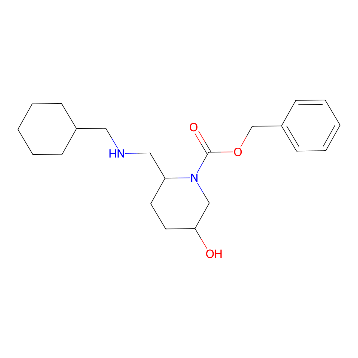 Benzyl 2-(((cyclohexylmethyl)amino)methyl)-5-hydroxypiperidine-1-carboxylate molecular structure, CAS 2570189-87-4