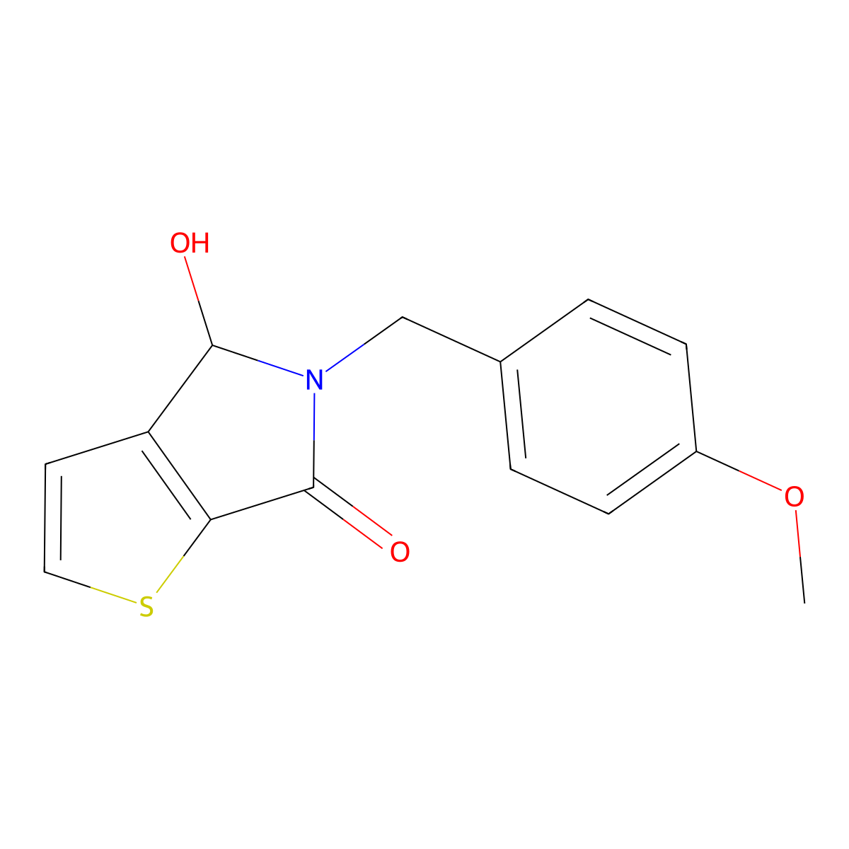 4-Hydroxy-5-[(4-methoxyphenyl)methyl]-4H-thieno[2,3-c]pyrrol-6-one molecular structure, CAS 2570189-98-7