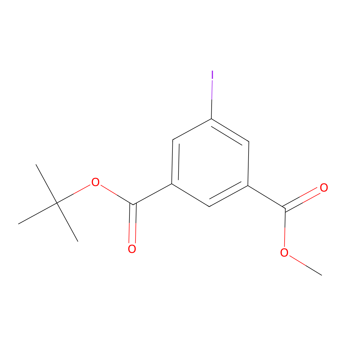 1-tert-Butyl 3-methyl 5-iodobenzene-1,3-dicarboxylate molecular structure, CAS 2570190-00-8