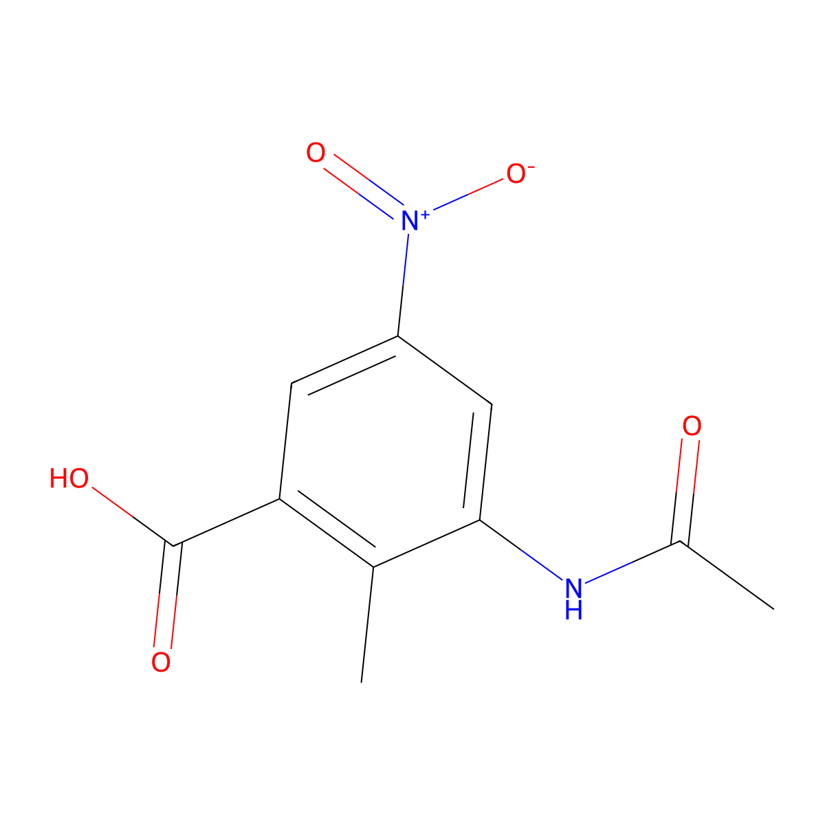 3-Acetamido-2-methyl-5-nitrobenzoic acid molecular structure, CAS 2570190-02-0