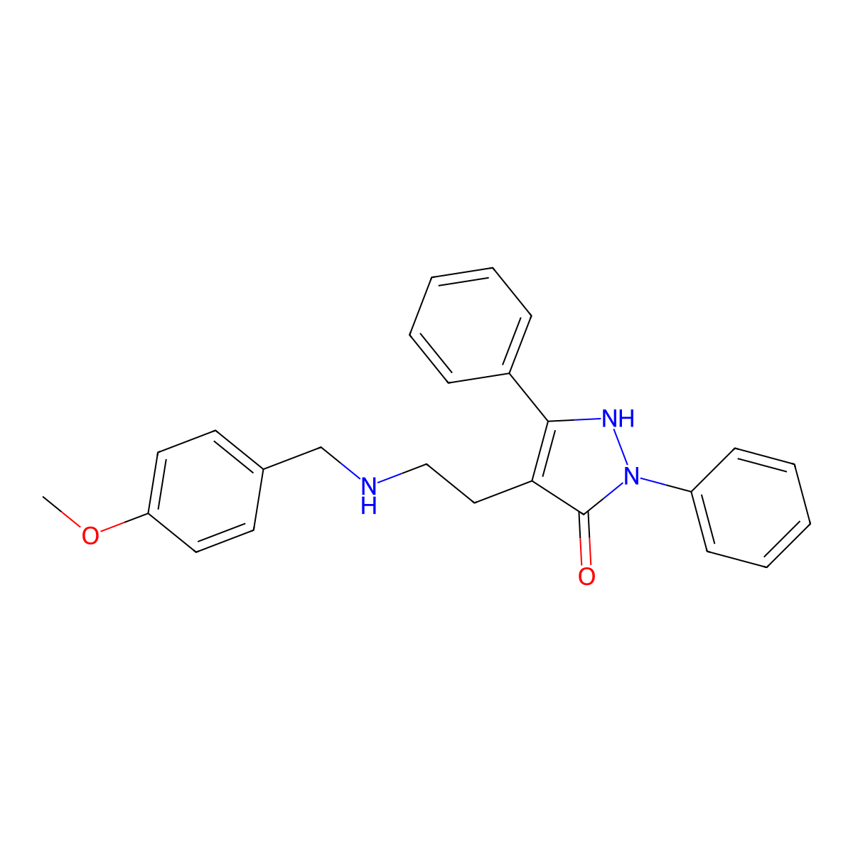 4-(2-{[(4-Methoxyphenyl)methyl]amino}ethyl)-2,5-diphenyl-1H-pyrazol-3-one molecular structure, CAS 2570190-05-3