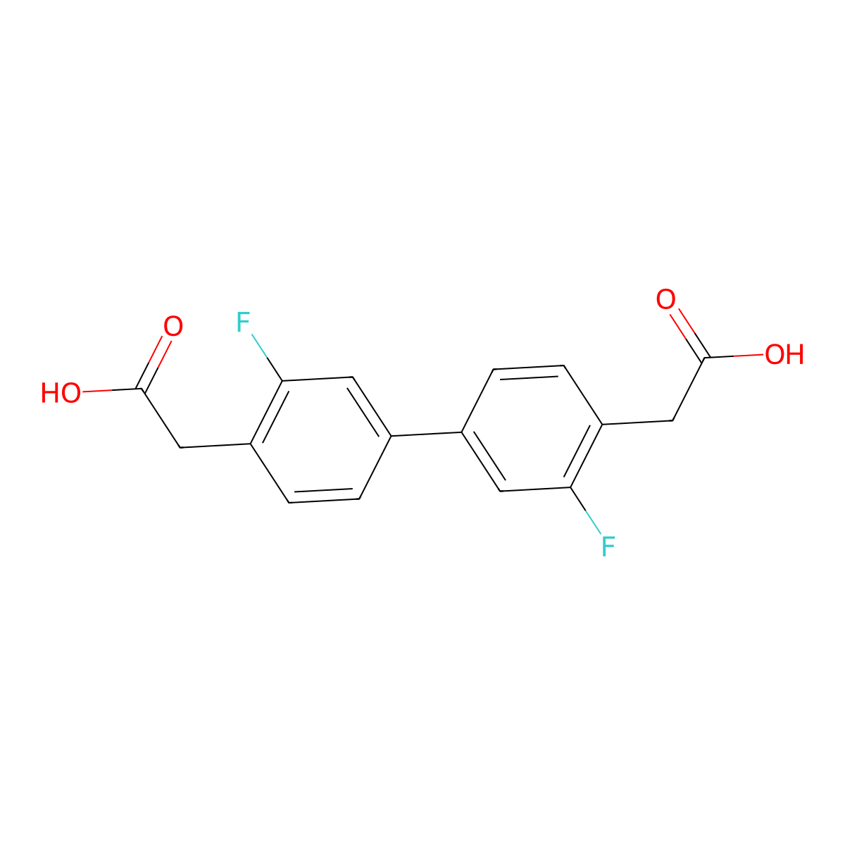 {4-[4-(Carboxymethyl)-3-fluorophenyl]-2-fluorophenyl}acetic acid molecular structure, CAS 2570190-11-1