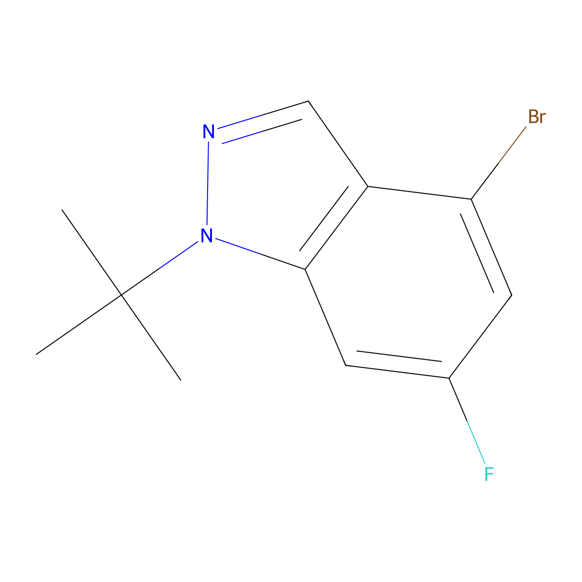 4-Bromo-1-tert-butyl-6-fluoroindazole molecular structure, CAS 2570190-12-2