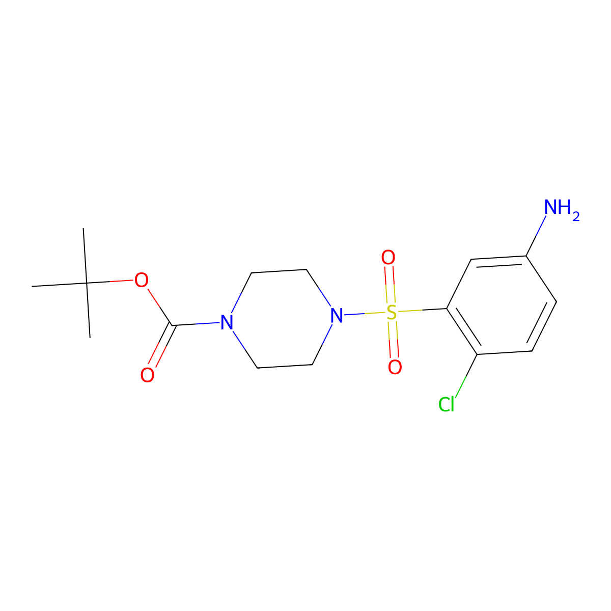 tert-Butyl 4-[(5-amino-2-chlorobenzene)sulfonyl]piperazine-1-carboxylate molecular structure, CAS 2570190-13-3