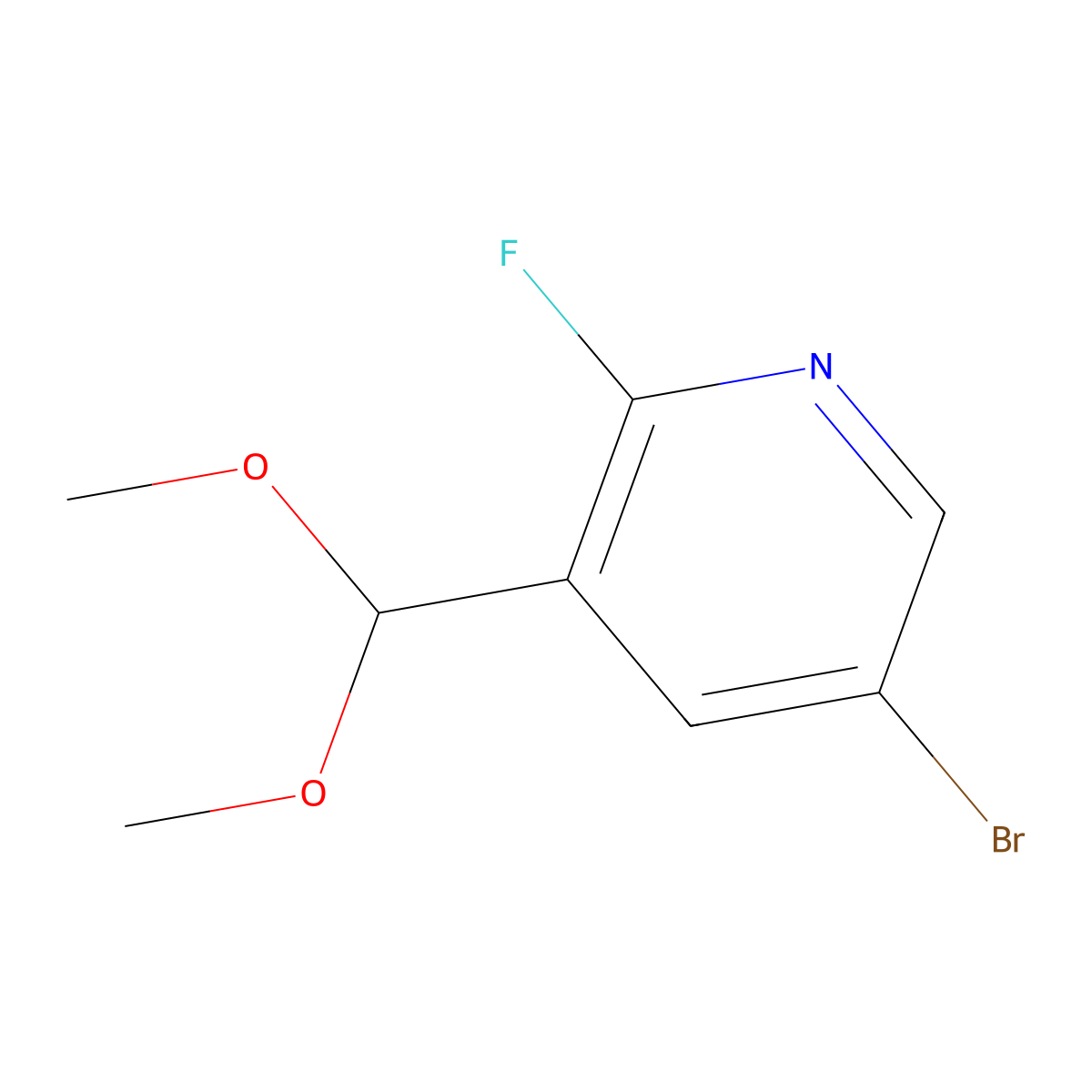 5-Bromo-3-(dimethoxymethyl)-2-fluoropyridine molecular structure, CAS 2570190-22-4