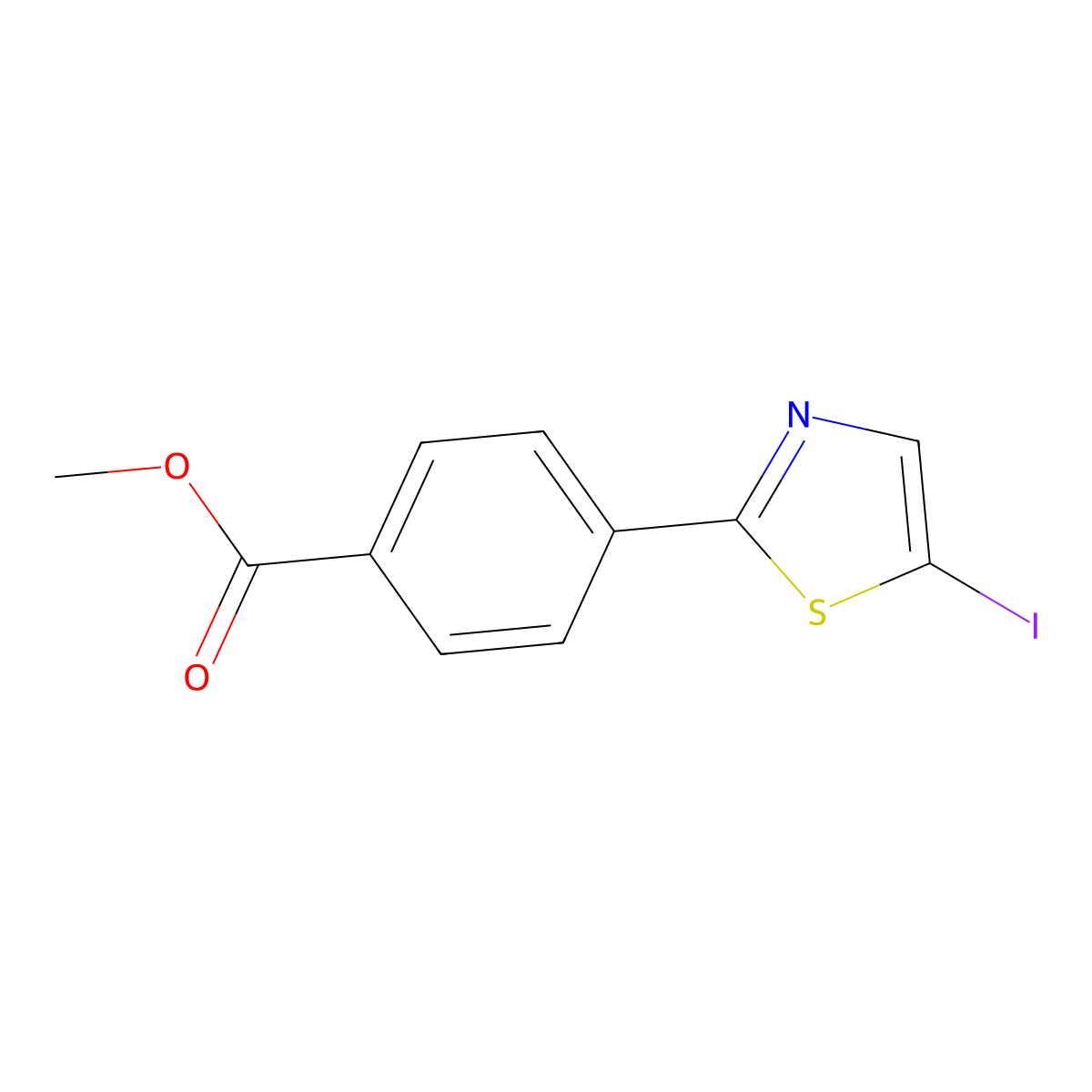 Methyl 4-(5-iodo-1,3-thiazol-2-yl)benzoate molecular structure, CAS 2570190-23-5
