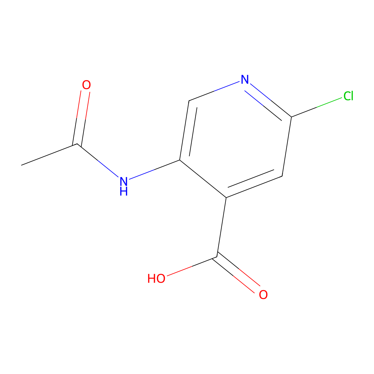 2-Chloro-5-acetamidopyridine-4-carboxylic acid molecular structure, CAS 2570190-31-5