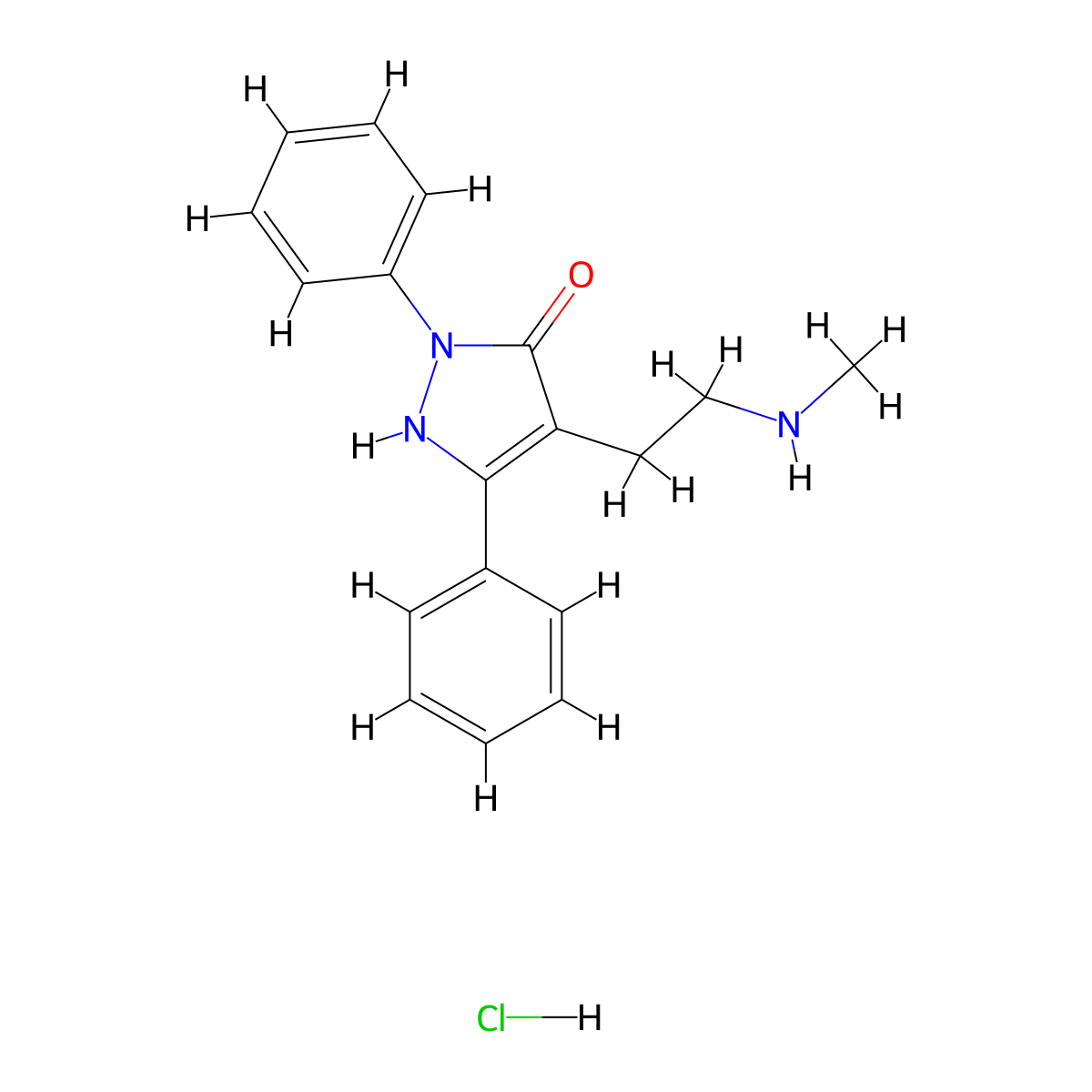 4-[2-(Methylamino)ethyl]-2,5-diphenyl-1H-pyrazol-3-one hydrochloride molecular structure, CAS 2570190-33-7