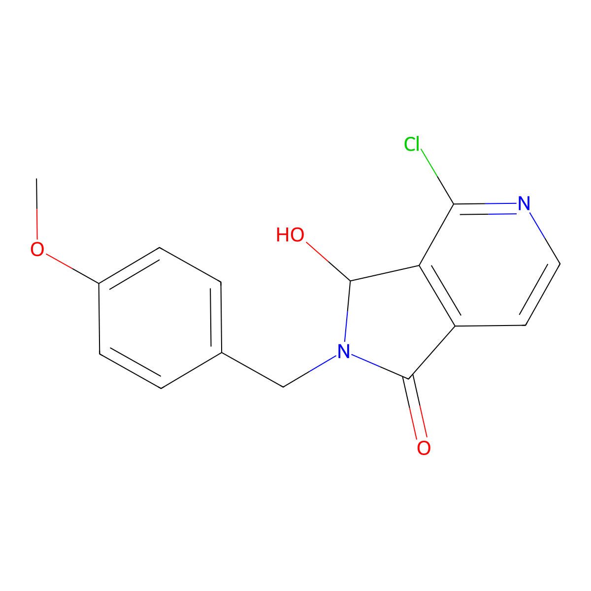 4-Chloro-3-hydroxy-2-[(4-methoxyphenyl)methyl]-3H-pyrrolo[3,4-c]pyridin-1-one molecular structure, CAS 2570190-34-8
