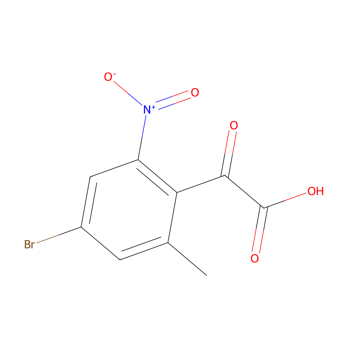 (4-Bromo-2-methyl-6-nitrophenyl)(oxo)acetic acid molecular structure, CAS 2570190-36-0