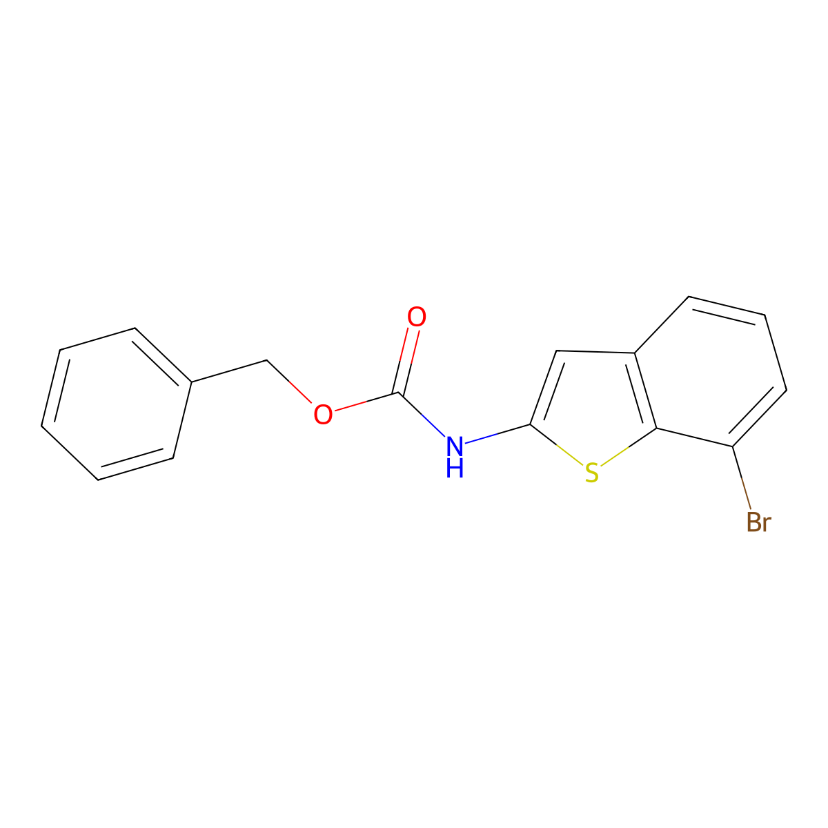 Benzyl N-(7-bromo-1-benzothiophen-2-yl)carbamate molecular structure, CAS 2570190-37-1