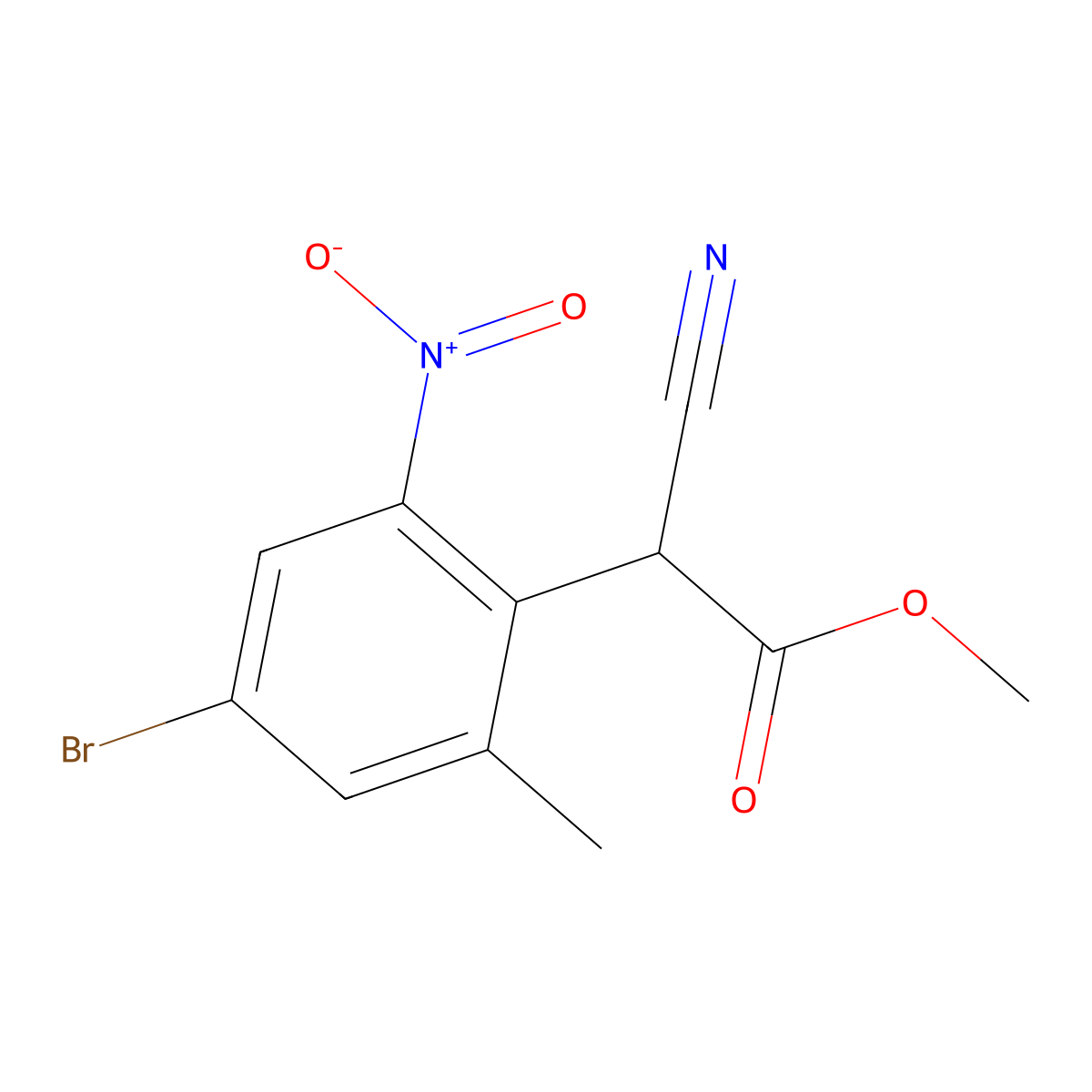 Methyl 2-(4-bromo-2-methyl-6-nitrophenyl)-2-cyanoacetate molecular structure, CAS 2570190-38-2