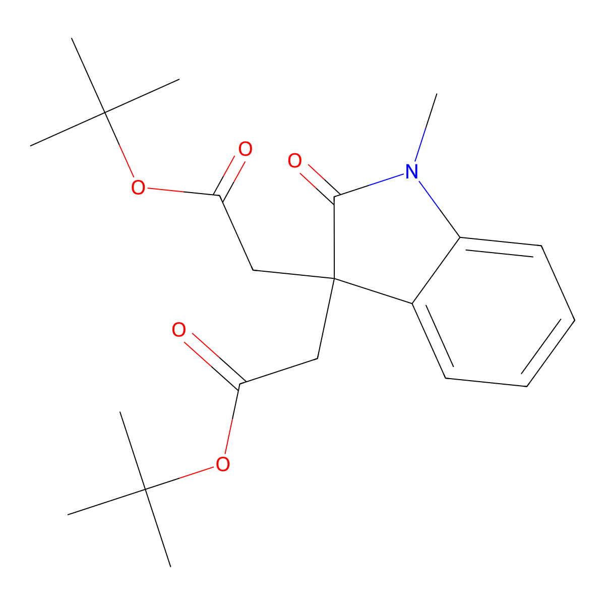 tert-Butyl 2-{3-[2-(tert-butoxy)-2-oxoethyl]-1-methyl-2-oxoindol-3-yl}acetate molecular structure, CAS 2570190-39-3