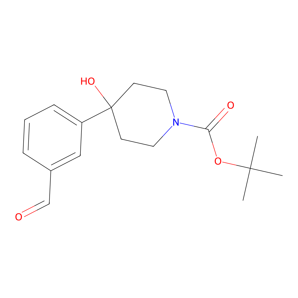 tert-Butyl 4-(3-formylphenyl)-4-hydroxypiperidine-1-carboxylate molecular structure, CAS 2570190-40-6
