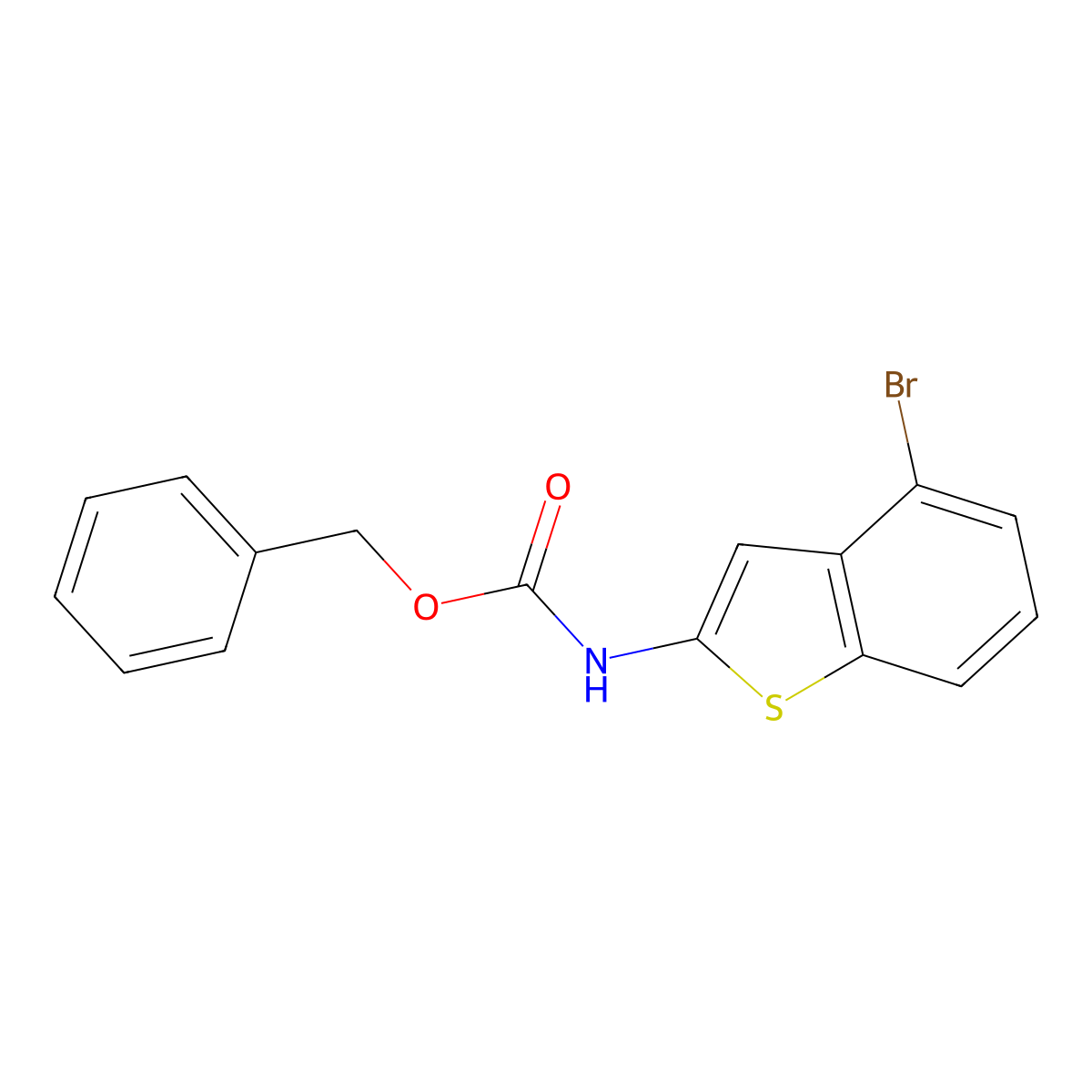 Benzyl N-(4-bromo-1-benzothiophen-2-yl)carbamate molecular structure, CAS 2570190-41-7