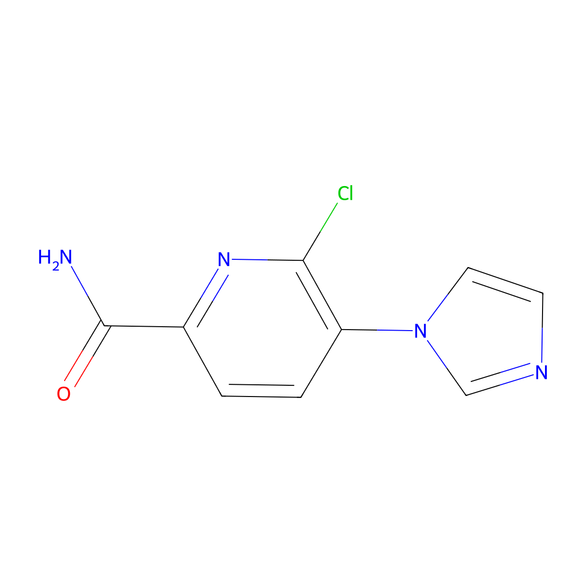 6-Chloro-5-(imidazol-1-yl)pyridine-2-carboxamide molecular structure, CAS 2570190-45-1